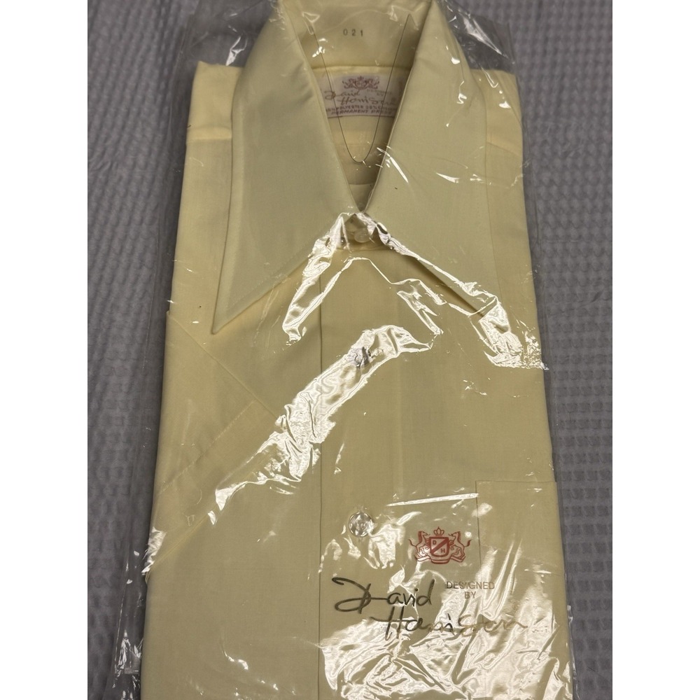 Vintage David Harrison Yellow Spread Collar Button Down Shirt Men's 15 1/2 NWT - Picture 10 of 15